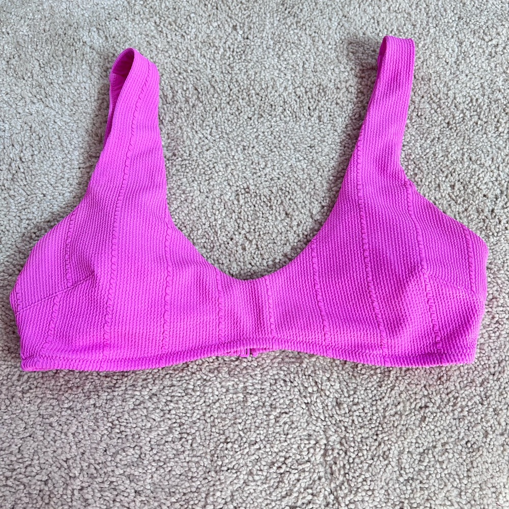 Aerie Vibrant Pink Ribbed Bikini Top